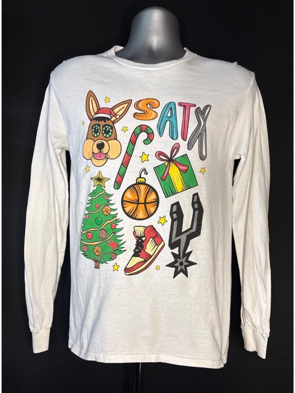San Antonio Spurs White Long Sleeve T-Shirt Spurs Mascot Coyote Size S SATX - Picture 3 of 14